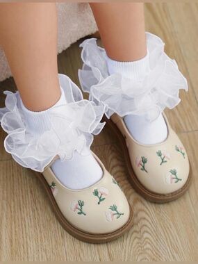 toddler girl white ruffle socks 3 pack